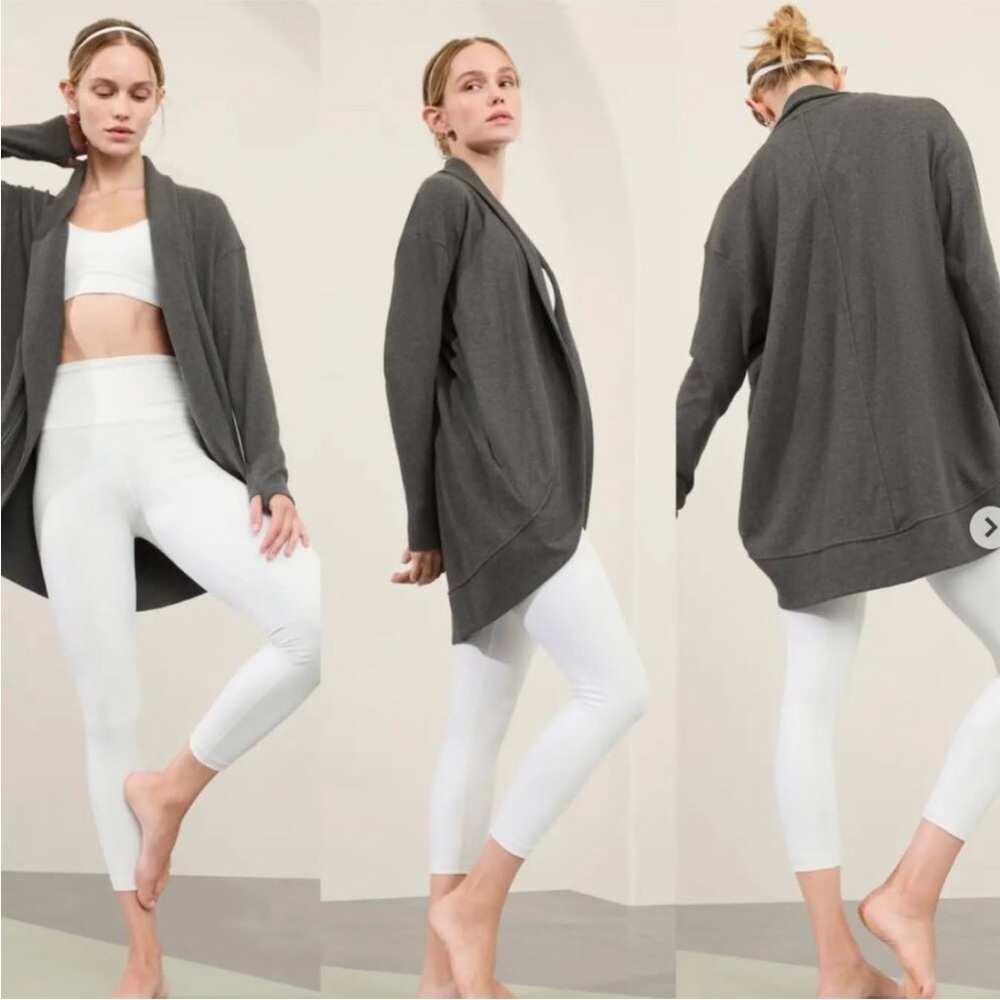 Athleta Pranayama Modal Wrap Cover Up Waterfall Cardigan, Gray Heather Size M